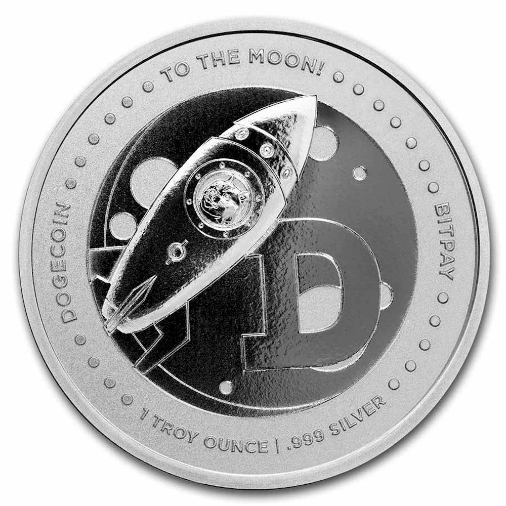 Dogecoin 1oz .999 Silver Round (TAX Exempt) Lightly Toned