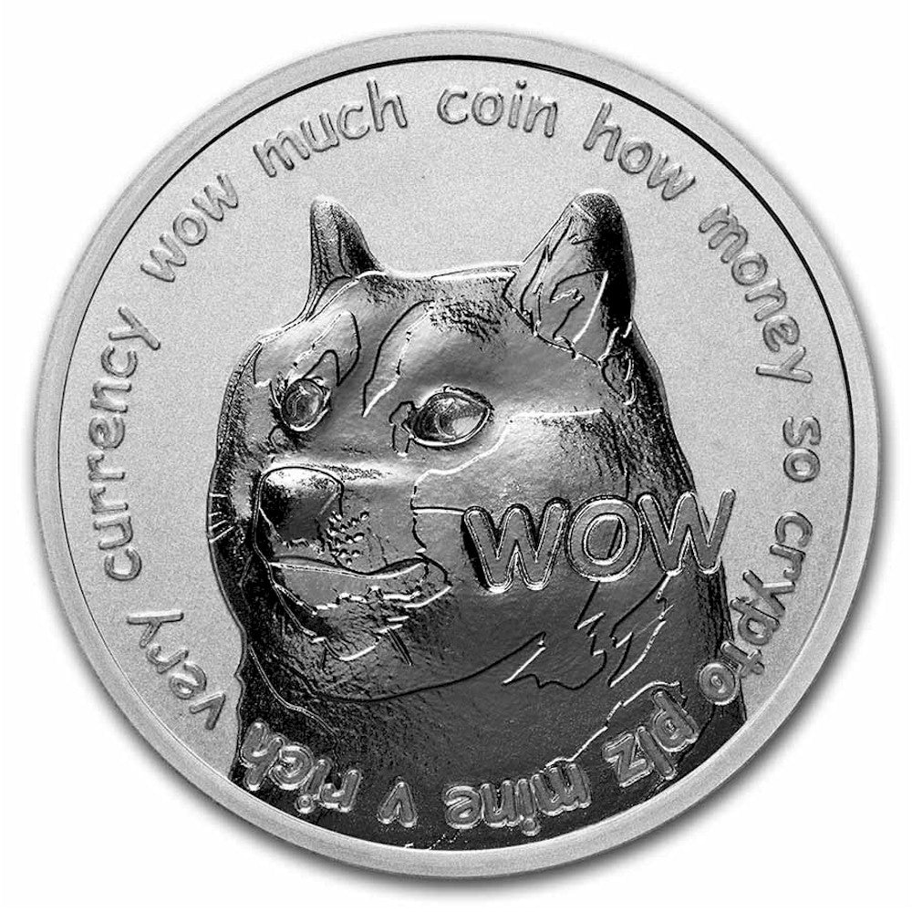 Dogecoin 1oz .999 Silver Round (TAX Exempt) Lightly Toned