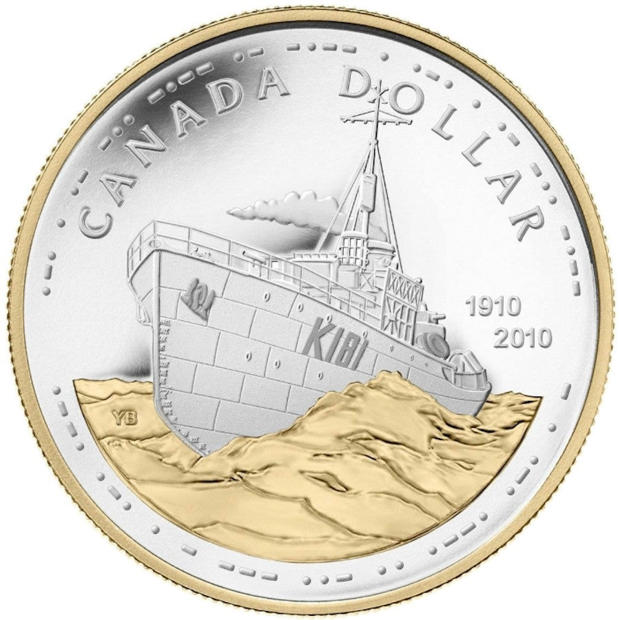 2010 Canadian Navy Gold Plated Proof Silver Dollar in Square Capsule