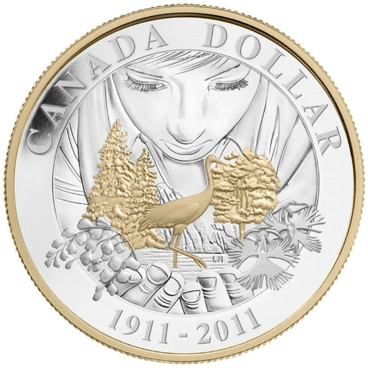 2011 Parks Canada Gold Plated Proof Silver Dollar in (square capsule)