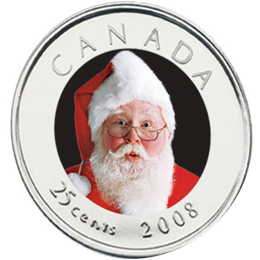 2008 Canada Holiday Commemorative Coin Set with colourized 25 cent.