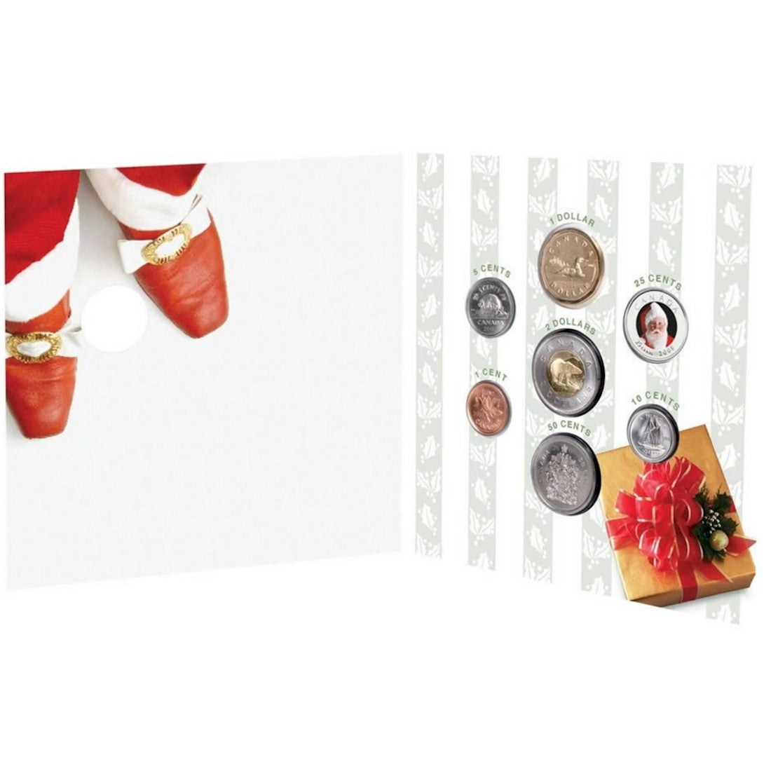 2008 Canada Holiday Commemorative Coin Set with colourized 25 cent.