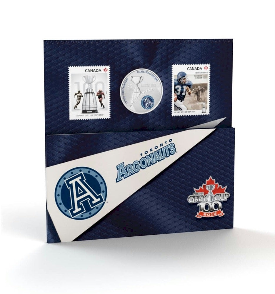 2012 Canada 25-cent Toronto Argonauts CFL - Coin and Stamp Set.