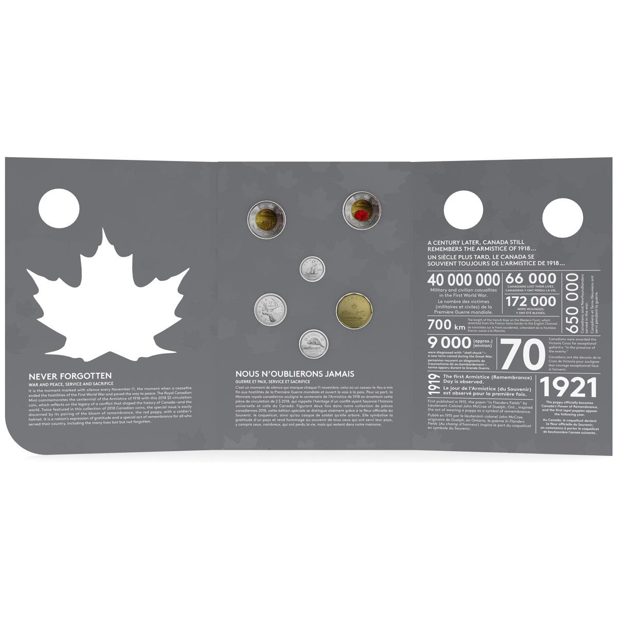 2018 Canada Armistice Collector Card 6-coin Commemorative Set