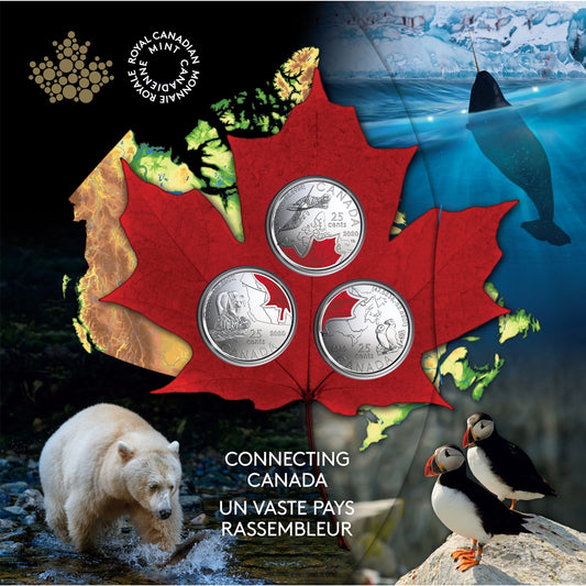 2020 Canada 25-cent Connecting Canada 3-coin Set