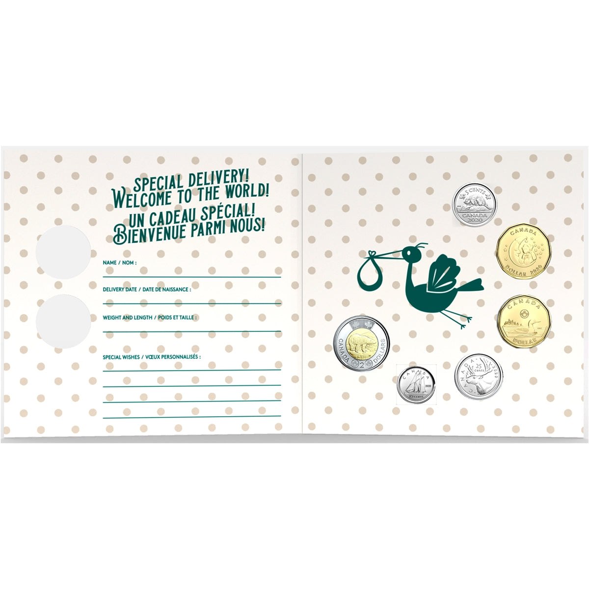 2020 Canada Baby Gift Coin Set with Special Loon Dollar