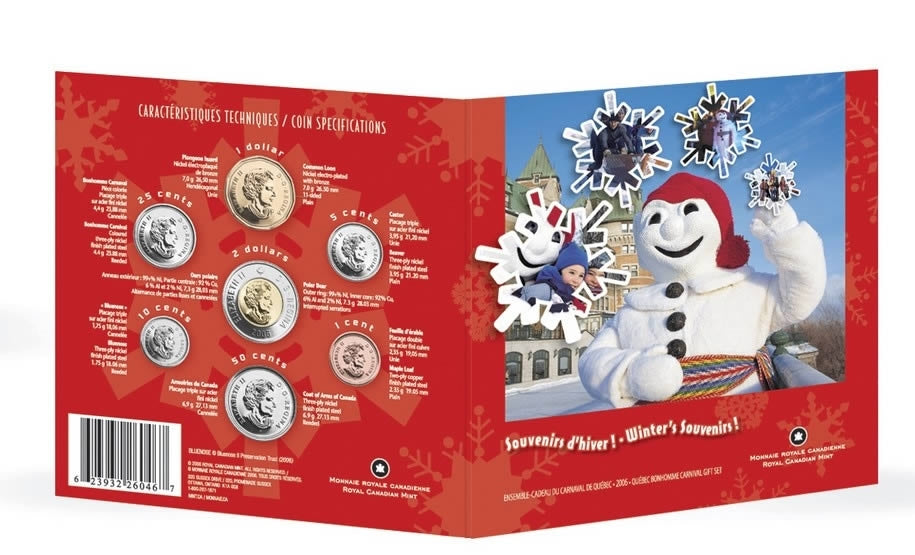 2006 Canada Quebec Carnival Coin Gift Set with Colourized 25-Cents.