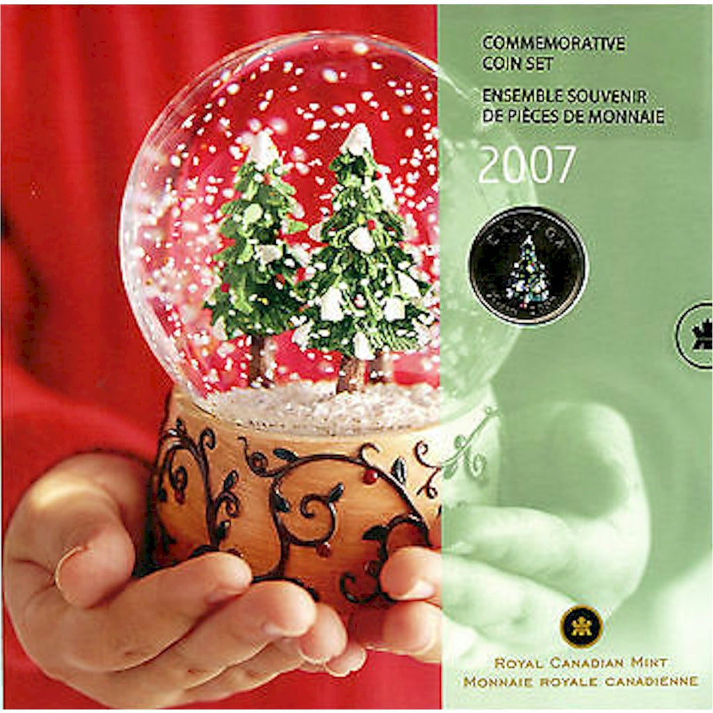 2007 Canada Holiday Commemorative Coin Set with colourized 25c.