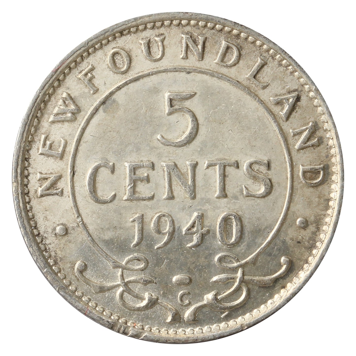 1940C Newfoundland 5-Cents VF-EF (VF-30) Scratched, cleaned, or impaired