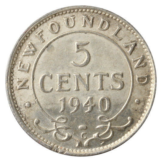 1940C Newfoundland 5-Cents VF-EF (VF-30) Scratched, cleaned, or impaired