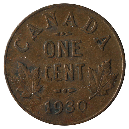 1930 Canada 1-Cent Fine (F-12) Scratched, cleaned, or impaired