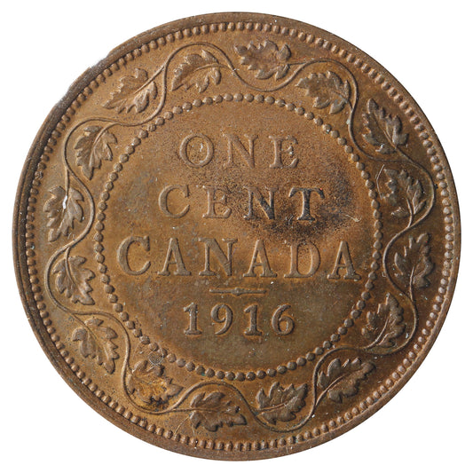 1916 Canada 1-Cent VF-EF (VF-30) Scratched, cleaned, or impaired