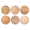 6x American Presidents 1oz. AVDP .999 Fine Copper Rounds, 6Pcs