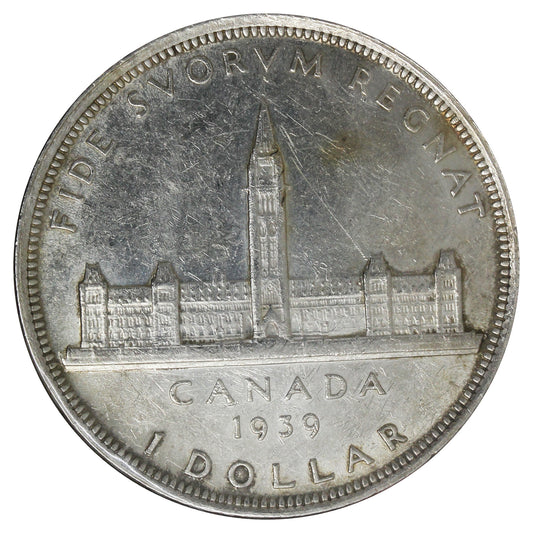 1939 Canada Dollar EF-AU (EF-45) Scratched, Cleaned, or Impaired