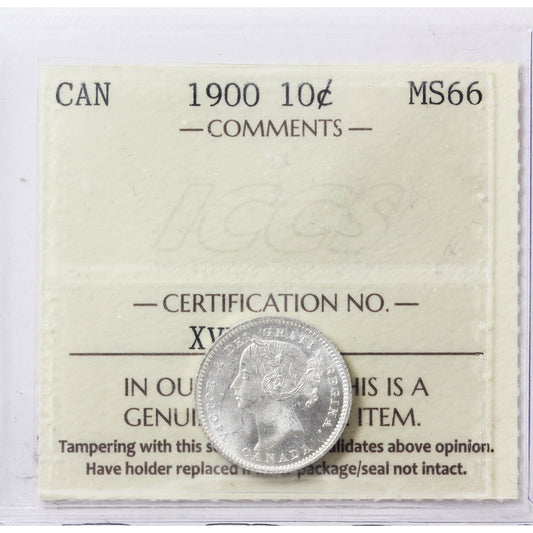 1900 Canada 10-cents ICCS Certified MS-66