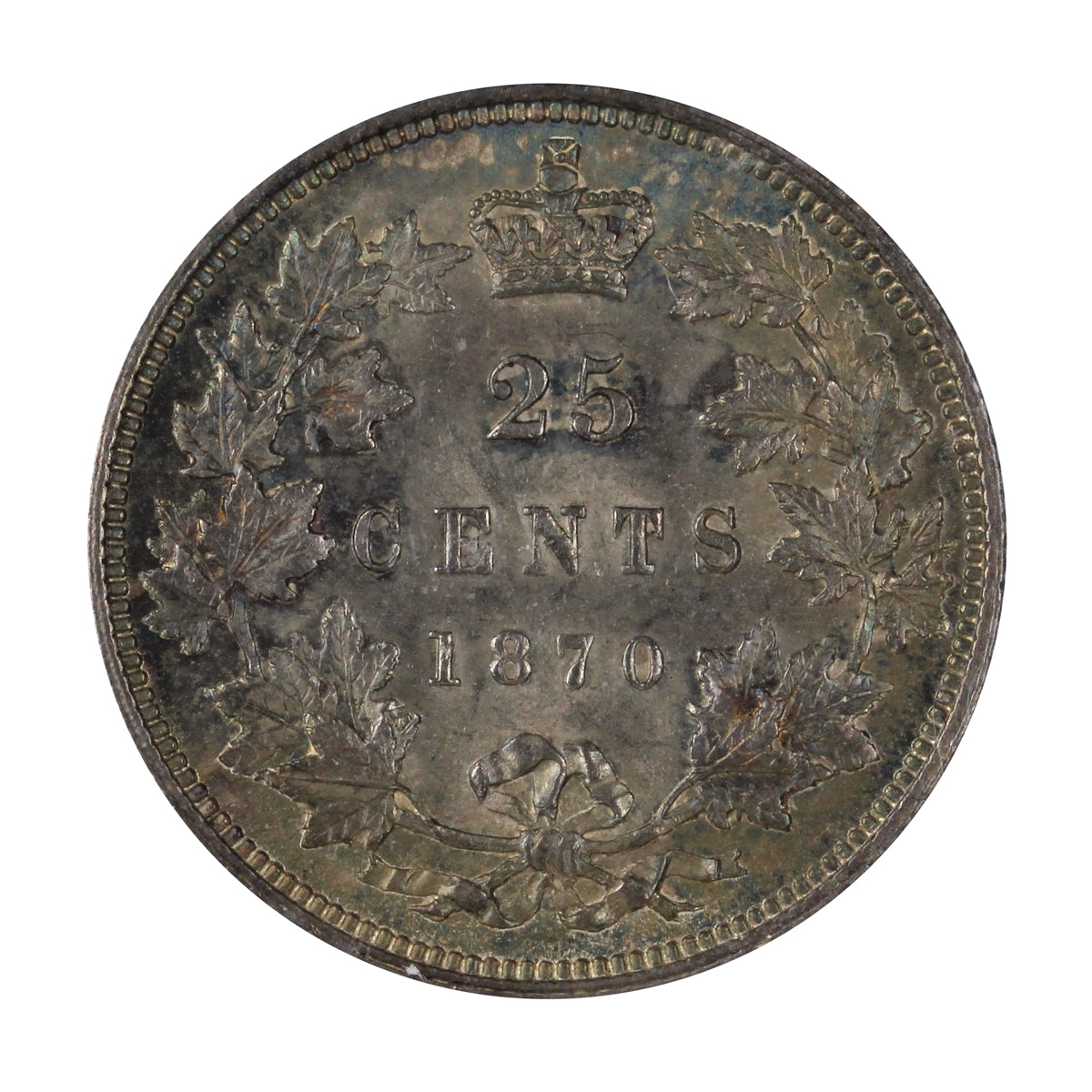 1870 Obv. 1 Canada 25-cents ICCS Certified MS-64