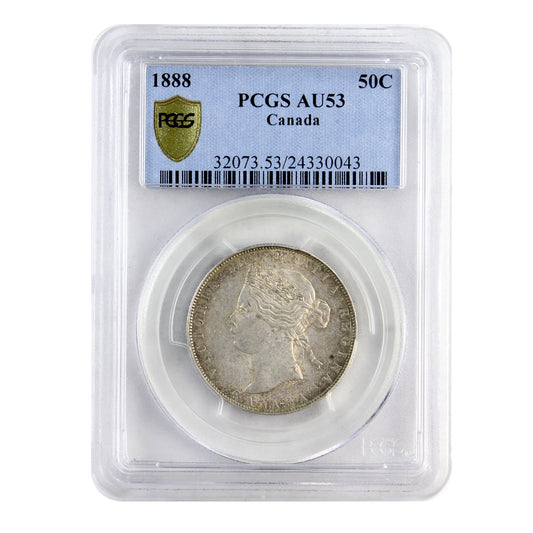 1888 Obv. 2 Canada 50-cents PCGS Certified AU-53