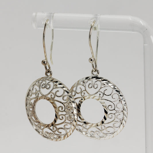 Lady's Sterling Silver Round Openwork Earrings