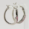 Lady's Sterling Silver Pink Stone Hinge Back Earrings