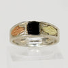 Lady's Sterling Silver Black Stone Gold Accent Ring- Size 5