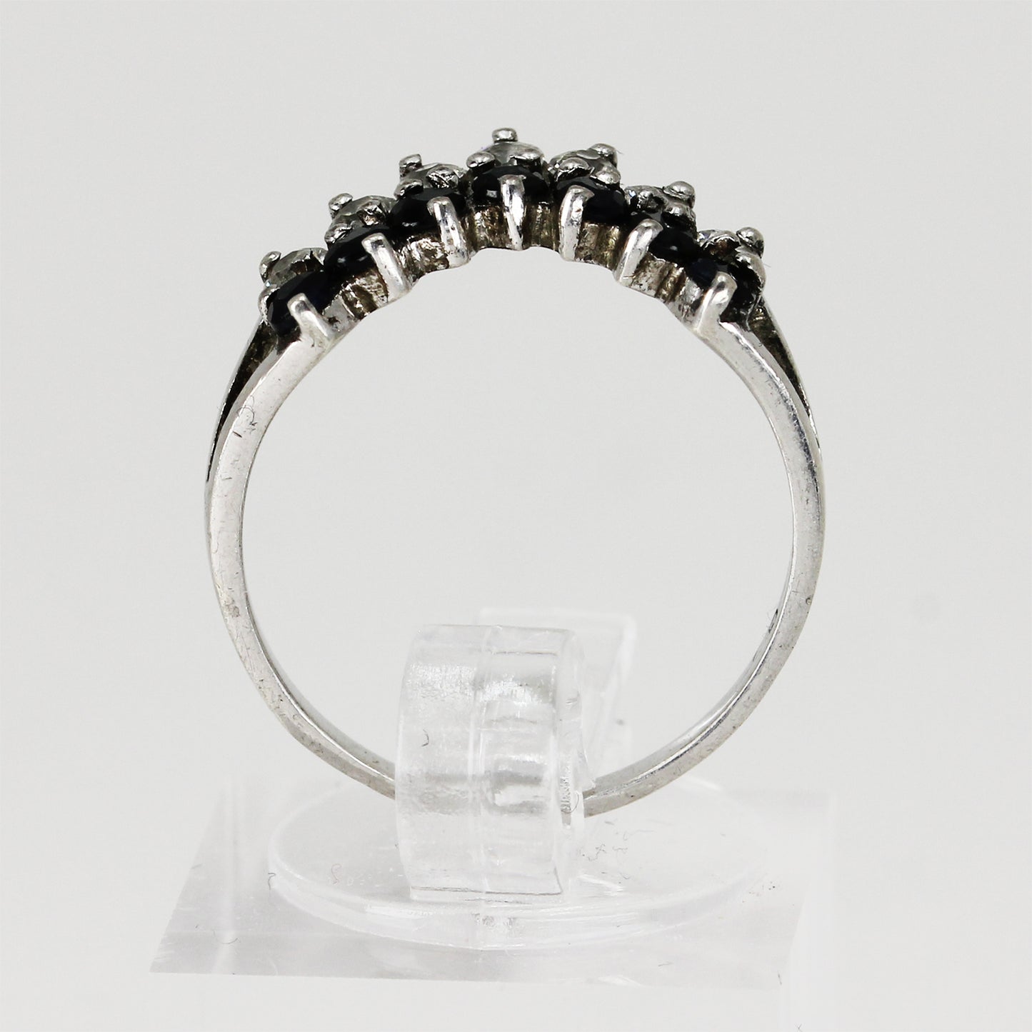 Lady's Sterling Silver Black & Clear Tiara Ring - Size 6