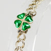 Unisex Sterling Silver Double Cable Link Bracelet with Shamrock Charm - 7 1/4"