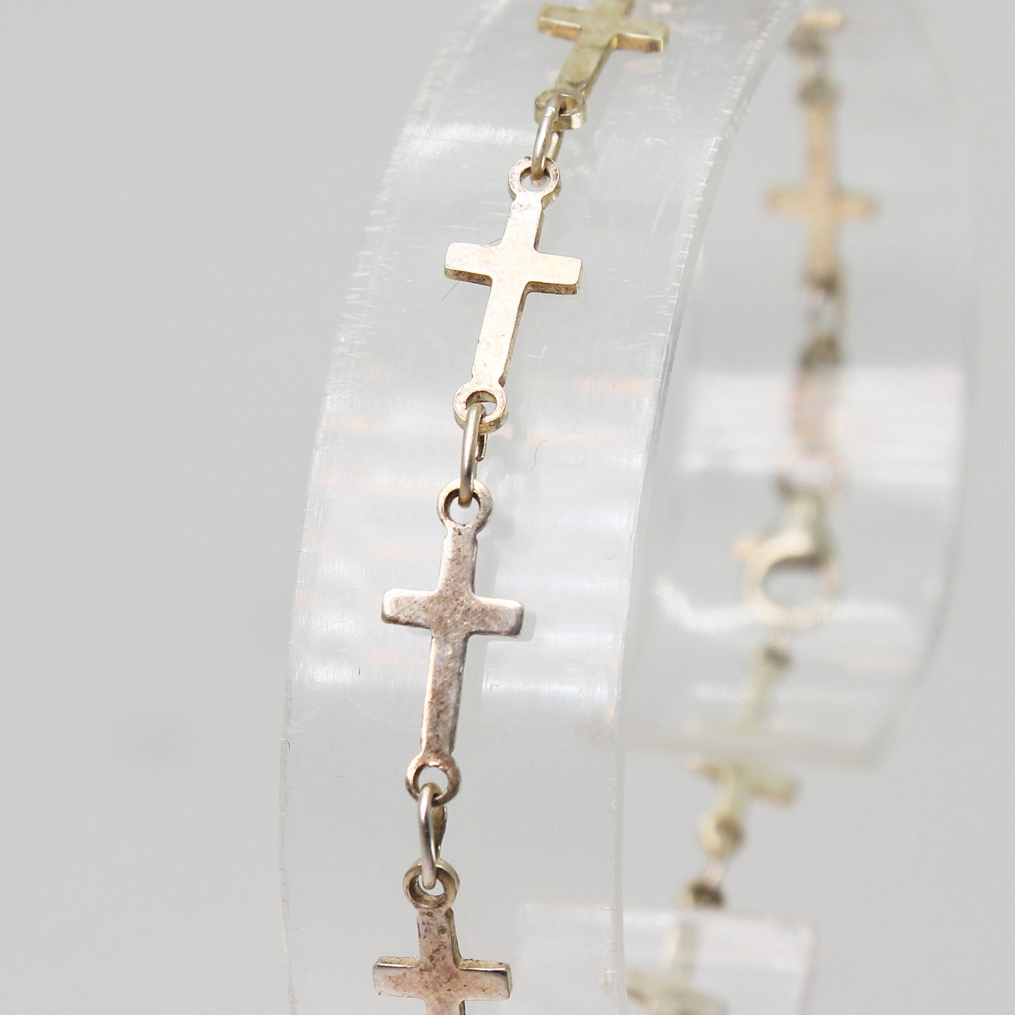 Unisex Sterling Silver Cross Bracelet - 7 3/4"