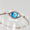 Unisex Sterling Silver Evil Eye/ Cross Bracelet - 7"