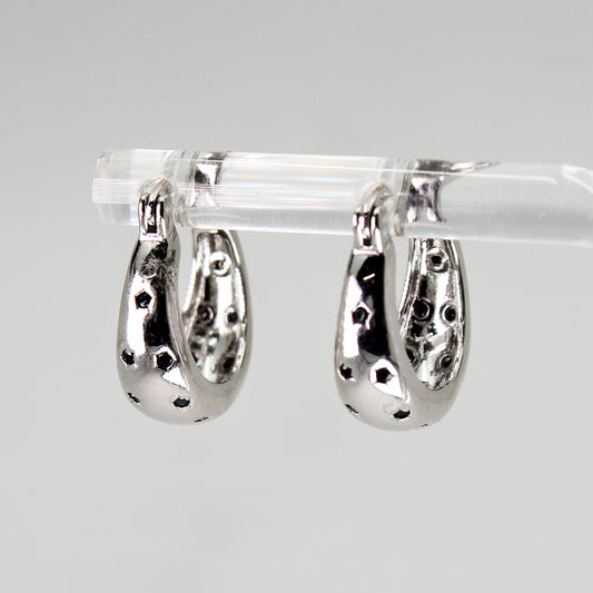 Lady's Sterling Silver Star Hoop Earrings