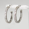 Lady's Sterling Silver Clear Stone Hoop Earrings