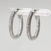 Lady's Sterling Silver Hoop Earrings with Inlay Clear Stones