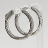 Lady's Sterling Silver Hoop Earrings with Inlay Clear Stones