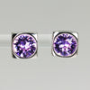 Lady's Sterling Silver Purple Stone Stud Earrings