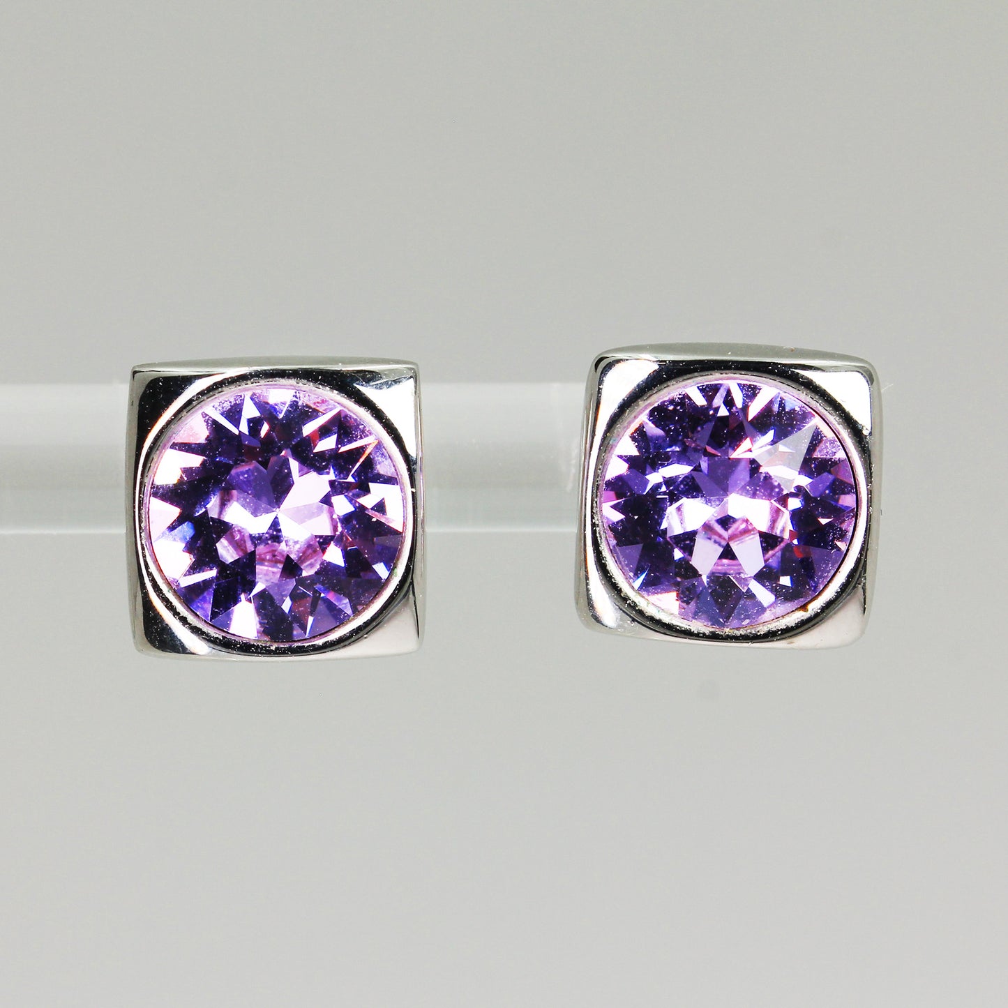 Lady's Sterling Silver Purple Stone Stud Earrings