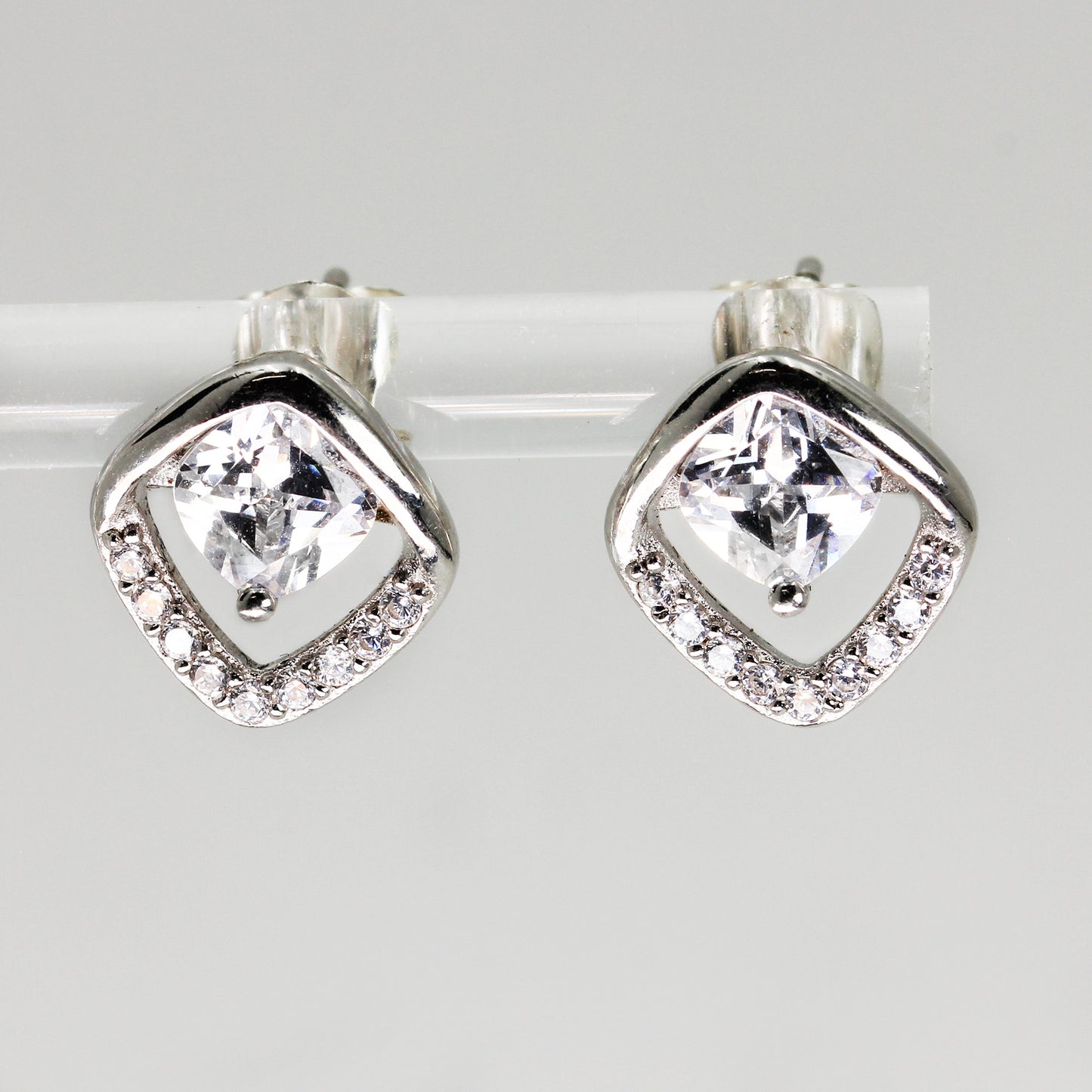 Lady's Sterling Silver Multi-Stone Stud Earrings