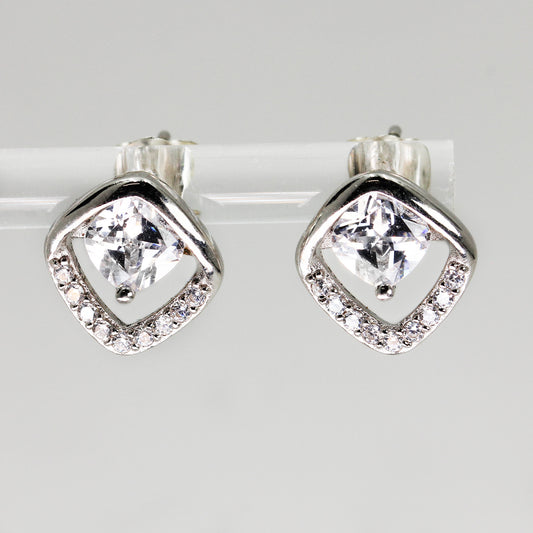 Lady's Sterling Silver Multi-Stone Stud Earrings