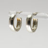 Lady's Sterling Silver Hoop Earrings with Hinged Button Release