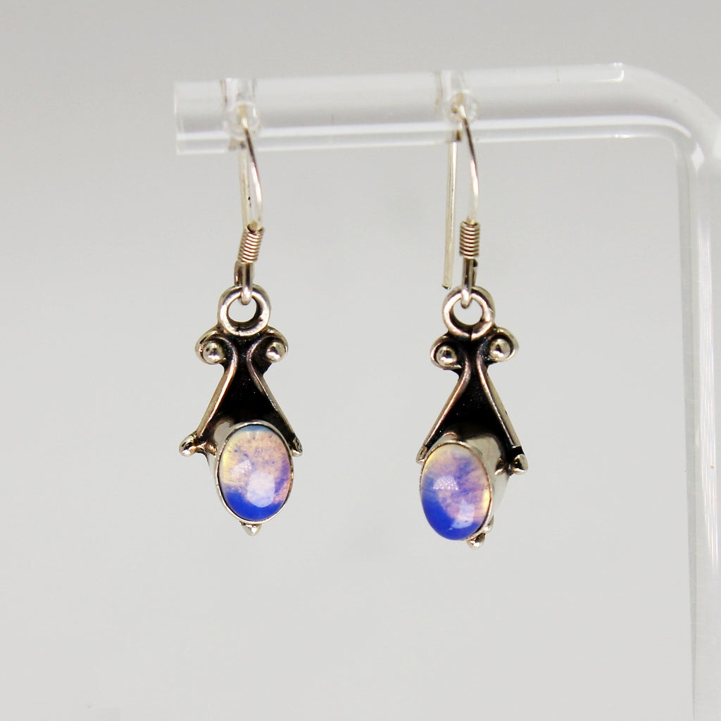 Lady's Sterling Silver Translucent Stone Drop Earrings