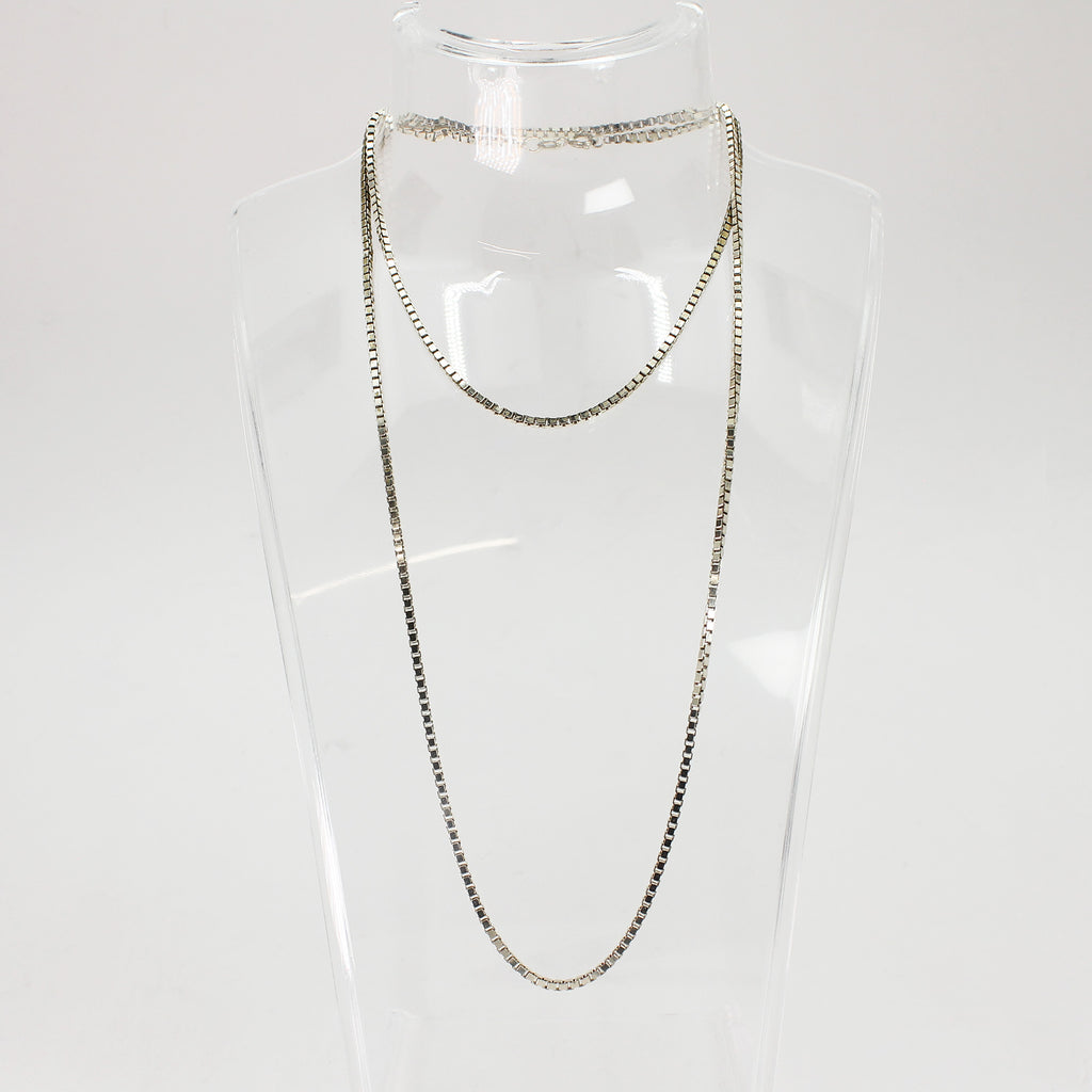 Unisex Sterling Silver Box Link Necklace - 27 1/2"