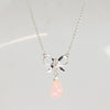 Lady's Sterling Silver Bow & Pink Stone Necklace - 18"