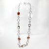 Lady's Silver Tone "Fifth Avenue Collection- Boom Boom Boom" Amber Accent Necklace - 31"