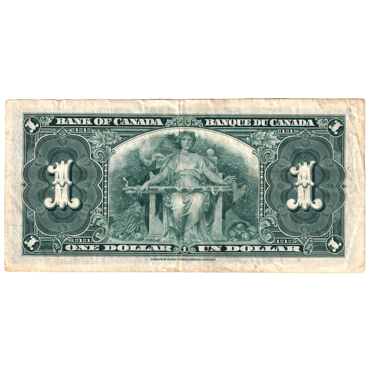 BC-21c 1937 Canada $1 Note, Gordon-Towers, Very Fine (VF-20) Tears, Stains, or Damaged