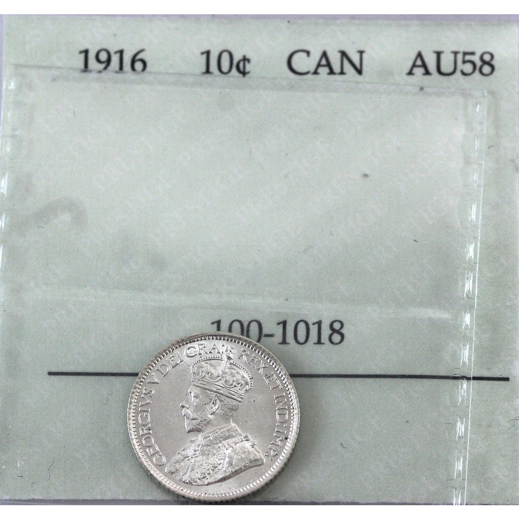 1916 Canada 10-cents, Prestige Certified AU-58