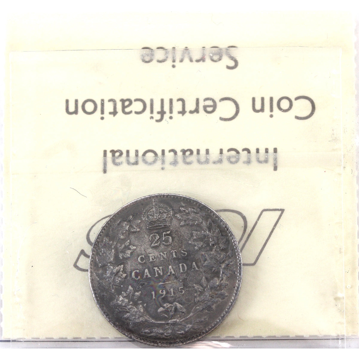 1915 Canada 25-cents, ICCS Certified F-15 (Corrosion; Polished)