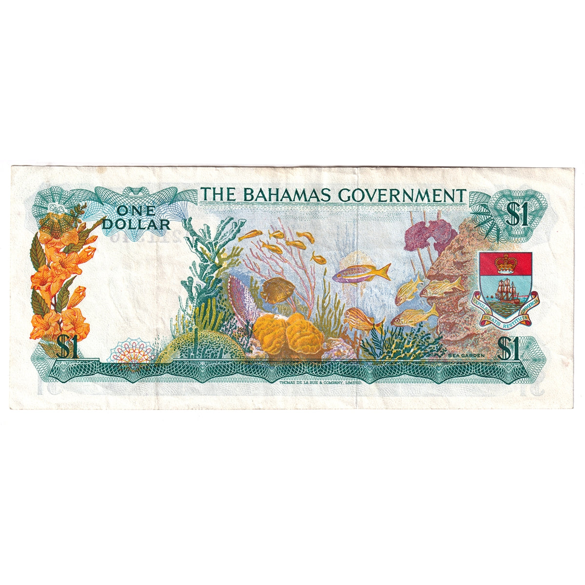 Bahamas 1965 1 Dollar Note, Pick #18b, VF-EF (Stain)