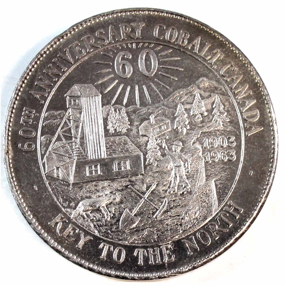 1963 Cobalt, Ontario, 60th Anniversary .999 Silver Medallion (No Tax) May Be Toned