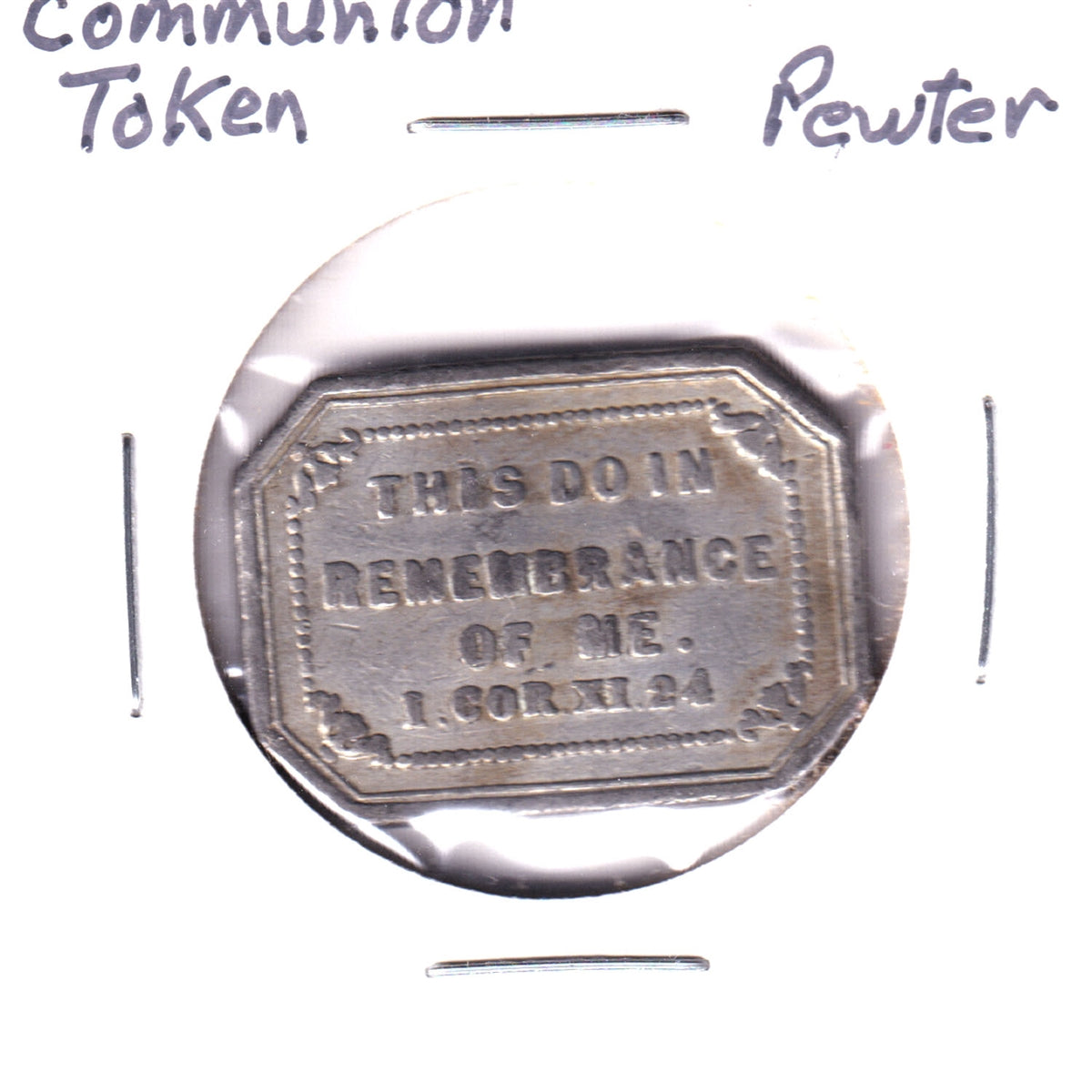 Vintage Last Supper Pewter Communion Token: "Do This In Remembrance of Me"