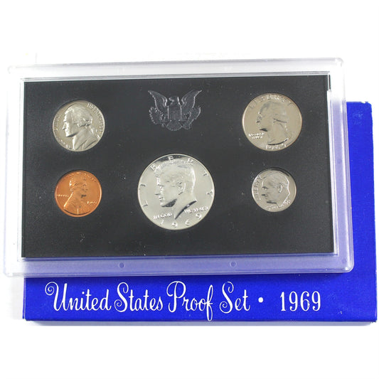 1969 S USA Proof Set (Lightly toned, wear on case & envelope)