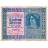 Austria 1922 1000 Kronen Note, Pick #78, AU-UNC (Stain or tear)