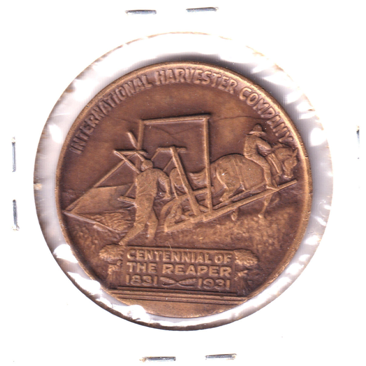 1931 International Harvester Company Centennial of Reaper Medallion (Minor corrosion)